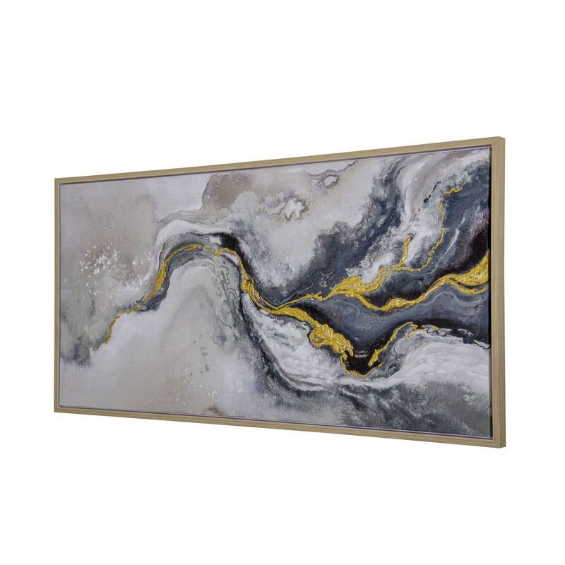 'Fluid Motion II' 55"Wx27"H, Wall Art Hand Painted on Canvas, Framed